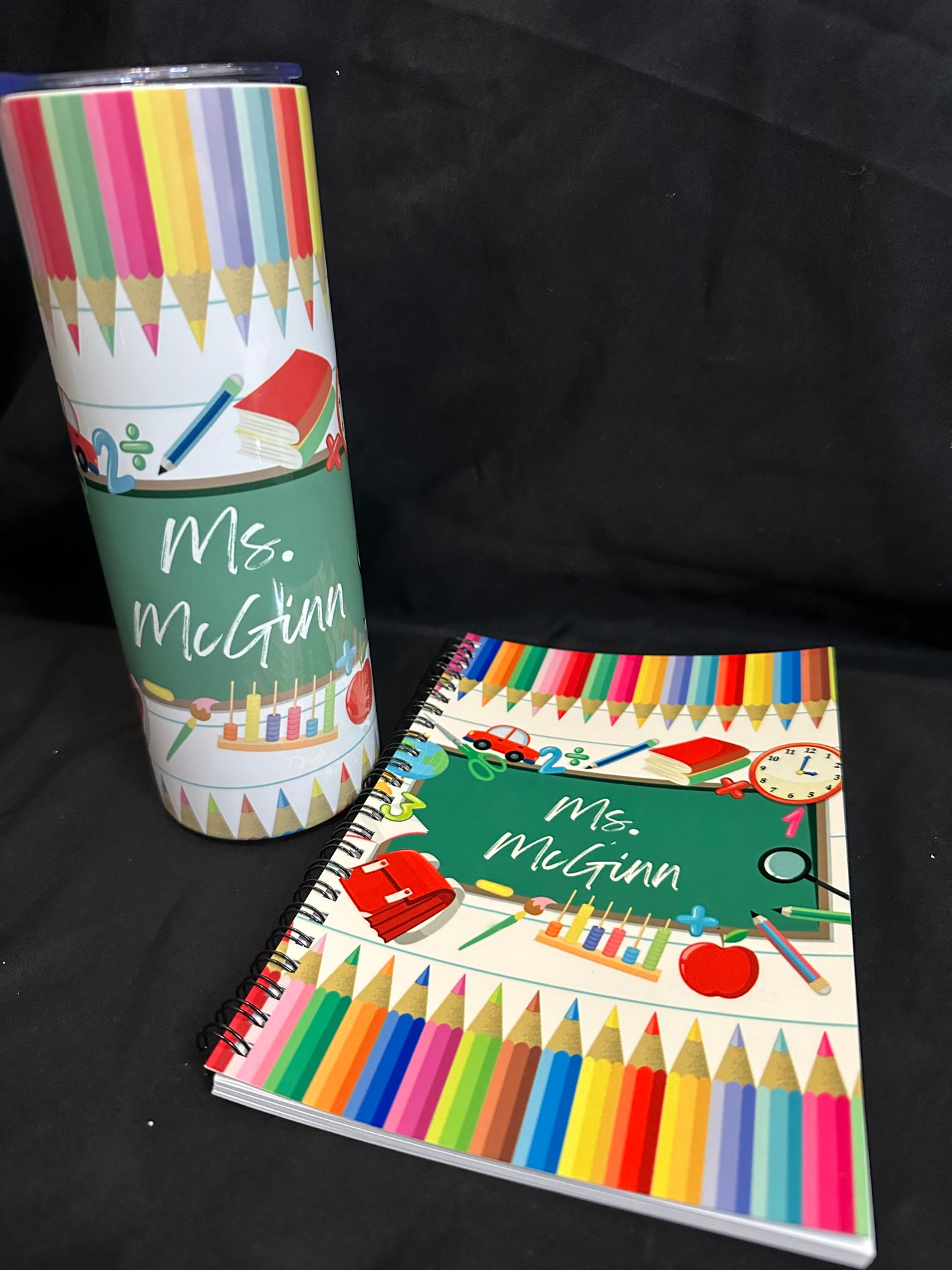 Inspire. Teach. Repeat. – Custom Teacher Tumbler & Matching Notebook Set