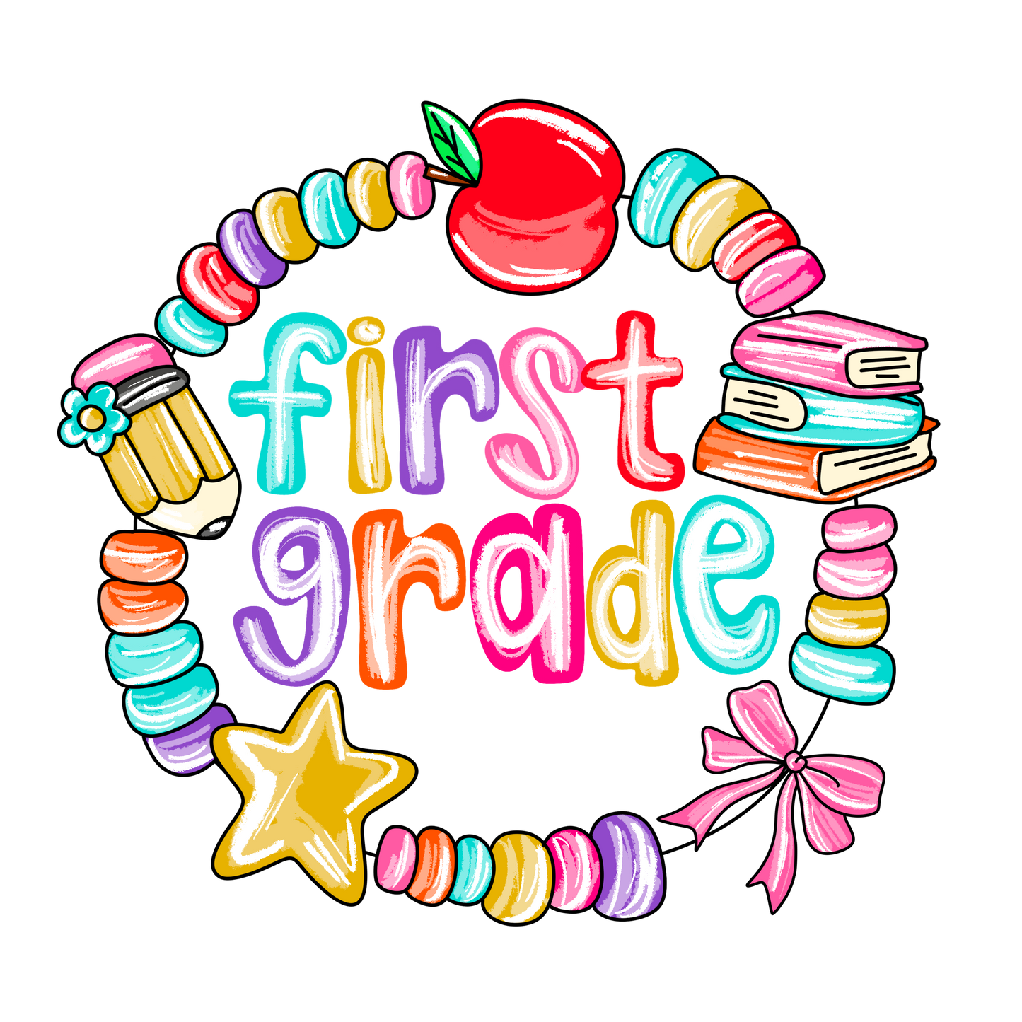 Beaded Bracelet Grade Teacher Tee – Bright, Fun & Classroom-Ready