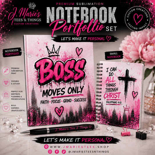 Custom Spiral Notebook & Notebook Portfolio Set – Personalized Sublimation Designs