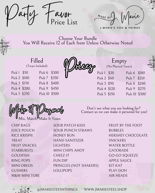 Custom Party Favors Build Your Own Bundle