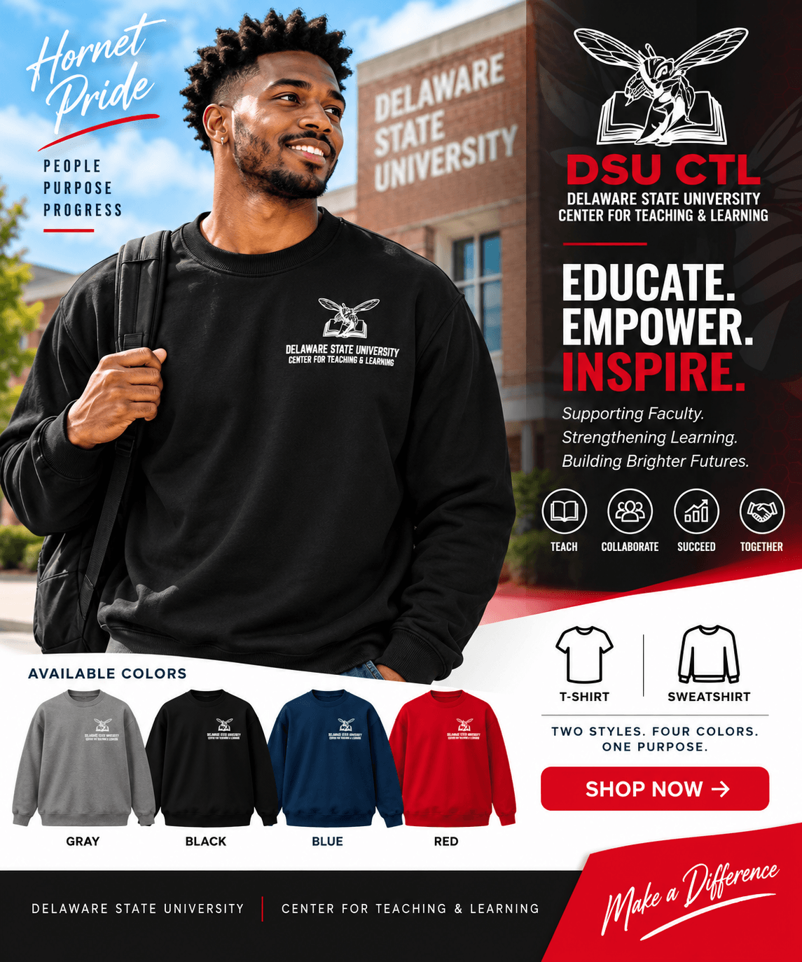 Delaware State University CTL DSU Hornets Apparel – T-Shirt & Sweatshirt