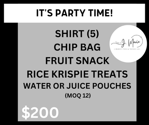 IT’S PARTY TIME FAVORS PACKAGE | J Marie's Tees